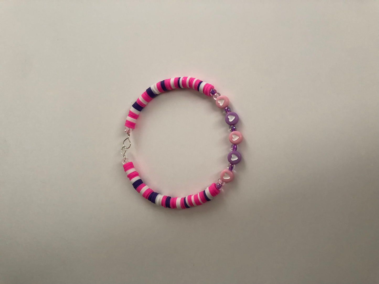 Pink Purple Heart Key Chain Bracelet