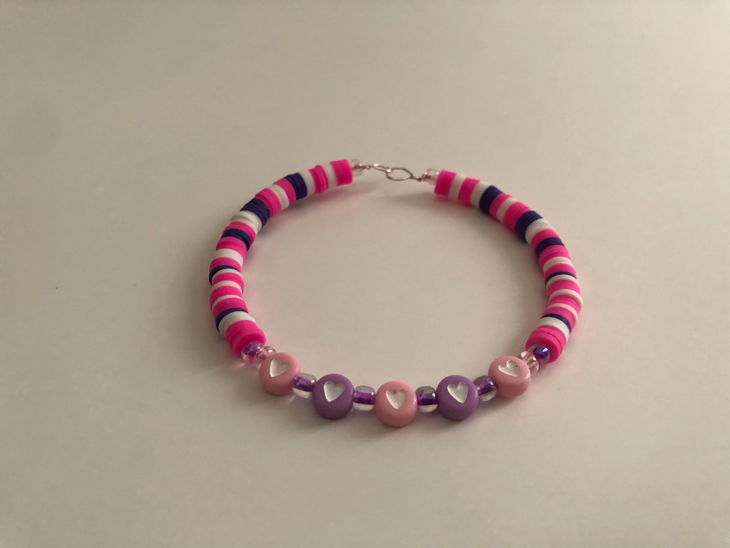 Pink Purple Heart Key Chain Bracelet